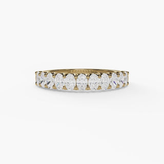 Oval Diamond U-Prong Wedding Band in 14K Gold