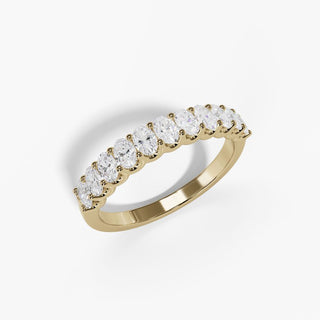 Oval Diamond U-Prong Wedding Band in 14K Gold
