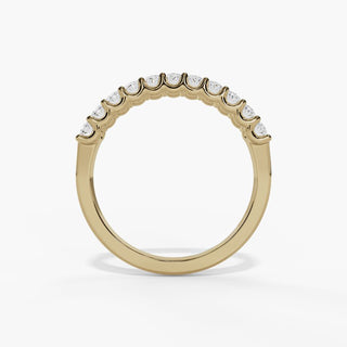 Oval Diamond U-Prong Wedding Band in 14K Gold