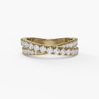 Crossover Diamond Wedding Band in 14K Gold