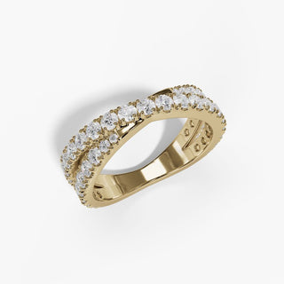 Crossover Diamond Wedding Band in 14K Gold