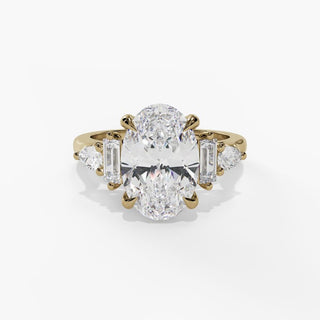 Oval Diamond Five-Stone Engagement Ring in 14K Gold