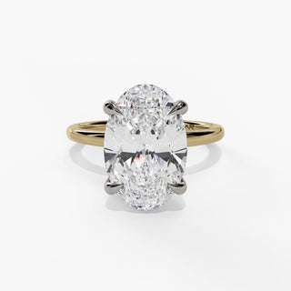 Oval Diamond Solitaire Engagement Ring with Hidden Halo in 14K Gold
