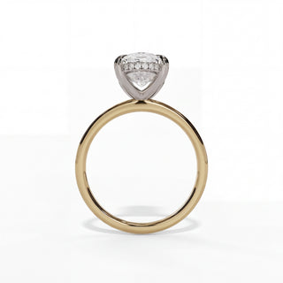 Oval Diamond Solitaire Engagement Ring with Hidden Halo in 14K Gold