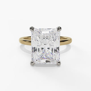Emerald Diamond Solitaire Engagement Ring with Hidden Halo in 14K Gold