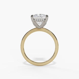 Emerald Diamond Solitaire Engagement Ring with Hidden Halo in 14K Gold