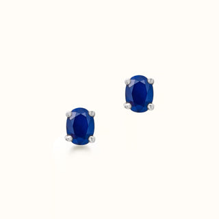 Blue Sapphire Stud Earrings in 14K White Gold