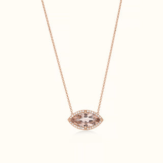 Morganite and Diamond Drop Earring and Pendant Set in 14K Rose Gold