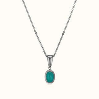 Cabochon Emerald Pendant in 14K White Gold