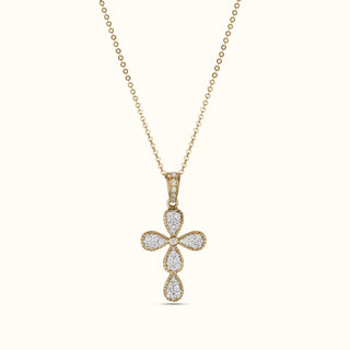 Diamond Cross Pendant in 14K White & Yellow Gold