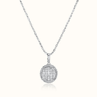 Diamond Mosaic Stud & Pendant Set in 14K White Gold