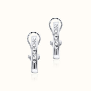 Classic Diamond Omega Back Earrings in 14K White Gold