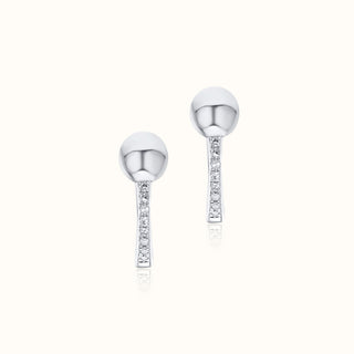 Petite Diamond Huggie Earrings in 14K White Gold