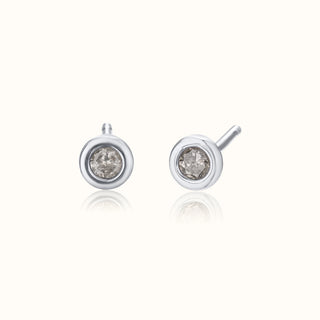 Petite Diamond Stud Earrings in 14K White Gold