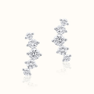 Diamond Cluster Stud Earrings in 18K White Gold