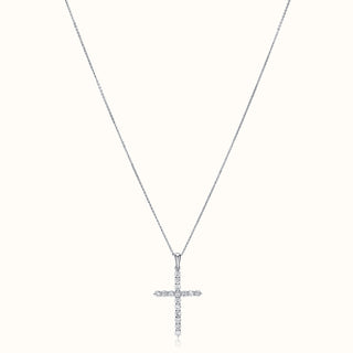 High-Carat Diamond Cross Pendant Necklace in 14K White Gold