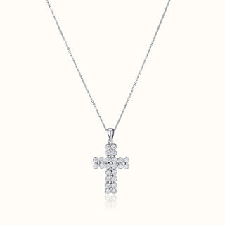 Diamond Cross Pendant Necklace in 18K White Gold
