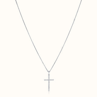 Petite Diamond Cross Pendant Necklace in 14K White Gold