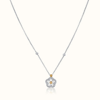Petite Diamond Cluster Necklace in 18K Two-Tone Gold