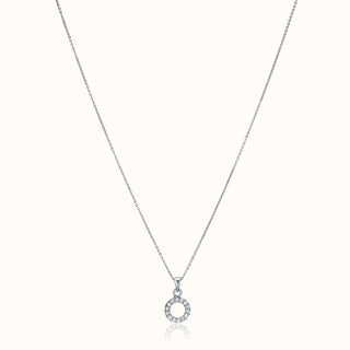 Petite Diamond Open Circle Pendant Necklace in 18K White Gold