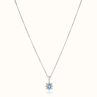 Diamond & Blue Topaz Pendant Necklace in 14K White Gold