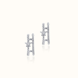Diamond Cluster Stud Earrings in 14K White Gold