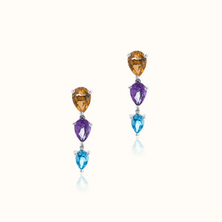 Blue Topaz Drop Earrings in 14K White Gold