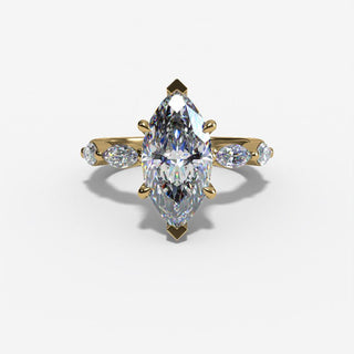 Marquise Diamond Engagement Ring with Marquise Side Stones