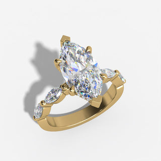 Marquise Diamond Engagement Ring with Marquise Side Stones