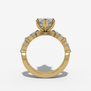 Marquise Diamond Engagement Ring with Marquise Side Stones