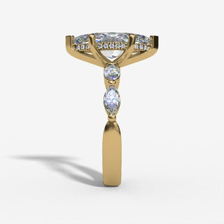 Marquise Diamond Engagement Ring with Marquise Side Stones