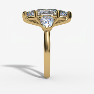 Marquise Three-Stone Diamond Engagement Ring in 14K Gold