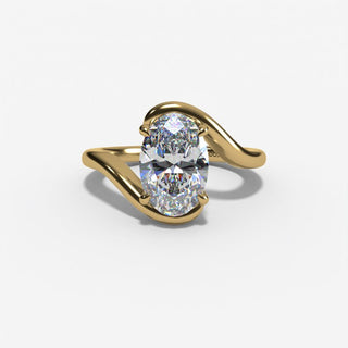 Oval Diamond Wrap Solitaire Engagement Ring in 14K Gold