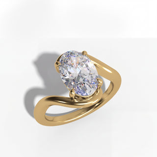 Oval Diamond Wrap Solitaire Engagement Ring in 14K Gold