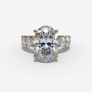 Oval Diamond Engagement Ring with Hidden Halo in 14K Gold - Yellow Gold
