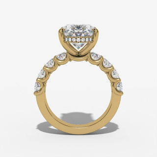 Oval Diamond Engagement Ring with Hidden Halo in 14K Gold - Yellow Gold