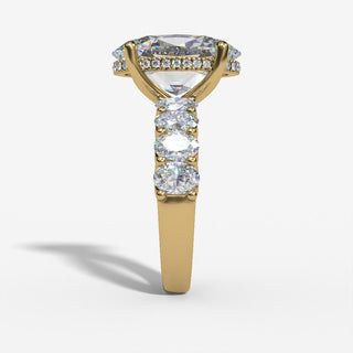 Oval Diamond Engagement Ring with Hidden Halo in 14K Gold - Yellow Gold
