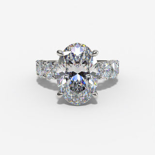 Oval Diamond Engagement Ring with Hidden Halo in 14K Gold - White Gold