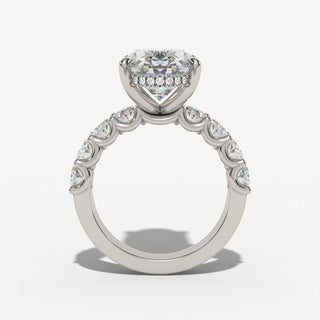 Oval Diamond Engagement Ring with Hidden Halo in 14K Gold - White Gold