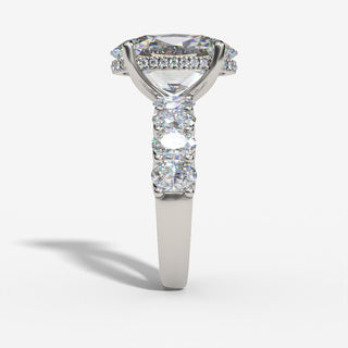 Oval Diamond Engagement Ring with Hidden Halo in 14K Gold - White Gold