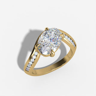 Oval Sculptural Diamond Engagement Ring