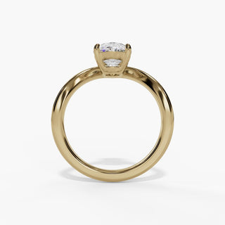 Oval Diamond Solitaire Engagement Ring with V-Shaped Shank in 14K Gold