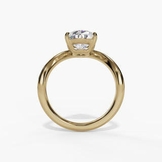 Pear Diamond Solitaire Engagement Ring with V-Shaped Shank in 14K Gold