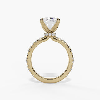 Radiant Diamond Engagement Ring with Hidden Halo & Diamond Band in 14K Gold