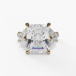 Radiant Diamond Engagement Ring with Marquise &amp; Round Accent Stones