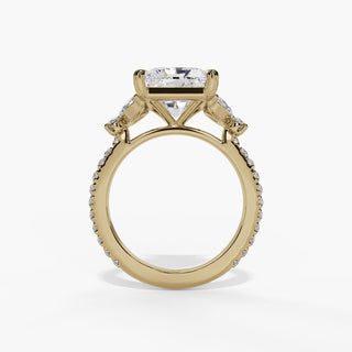 Radiant Diamond Engagement Ring with Marquise &amp; Round Accent Stones